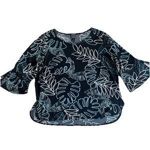 Clara Sun Woo Tunic Top Womens Medium Shirt Floral Boxy Artisan Smooth Leaf